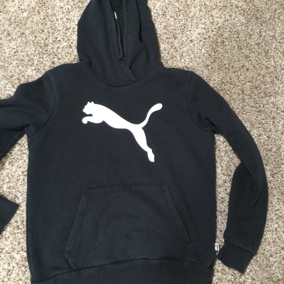 Puma Youth Medium Black Logo Hoodie Sweatshirt - Picture 1 of 1